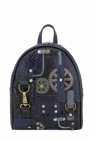 Кожаный рюкзак Protege, 348-181 "Техно" синий флотер